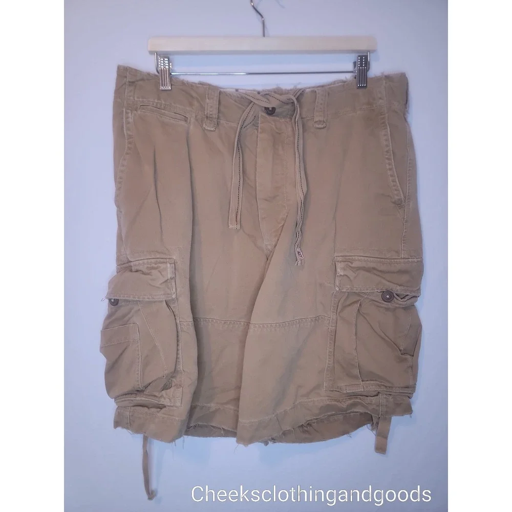 Abercrombie & Fitch Cargo Shorts Mens size 34 Khaki Y2K Vtg Paratrooper Utility